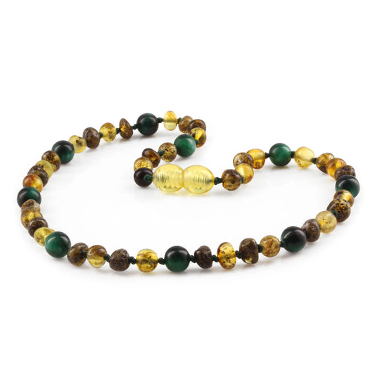 KALUNG BAYI AMBER DENGAN GREEN TIGER EYE. LE457