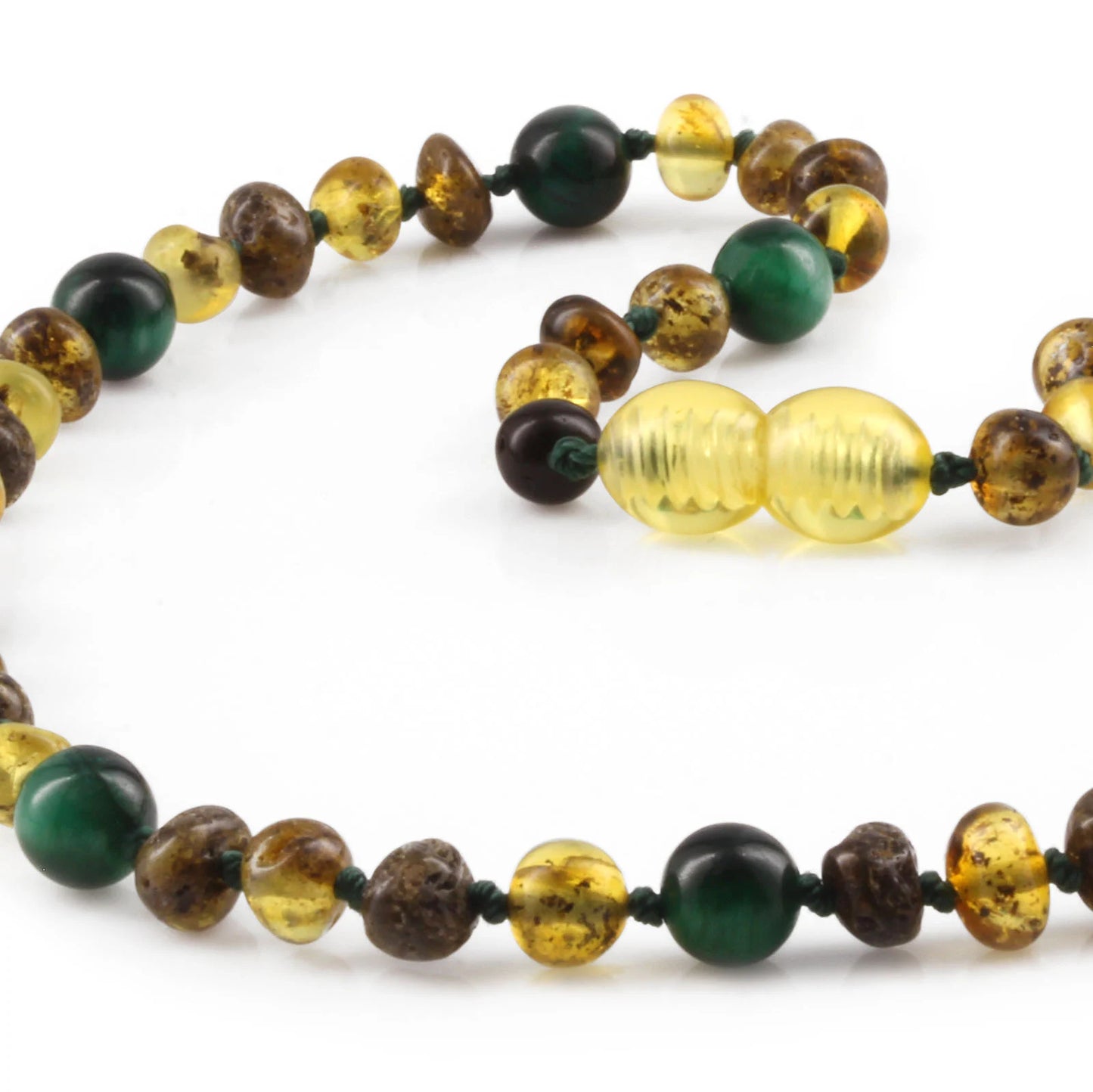 KALUNG BAYI AMBER DENGAN GREEN TIGER EYE. LE457