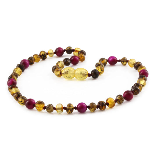 KALUNG BAYI AMBER DENGAN MAGENTA TIGER EYE. LE456