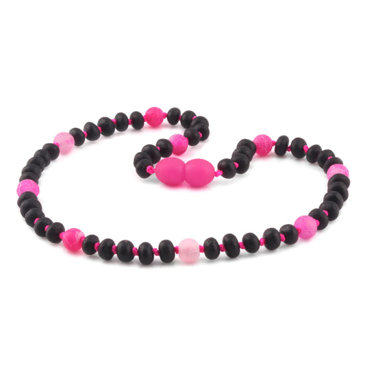 KALUNG BAYI AMBER DENGAN PINK FROST AGATE. LE548-XR