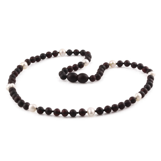 KALUNG AMBER DENGAN WHITE PEARL UNTUK DEWASA. BLE253
