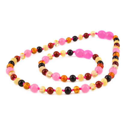 SET BAYI AMBER DENGAN PINK CHALCEDONY. LE579