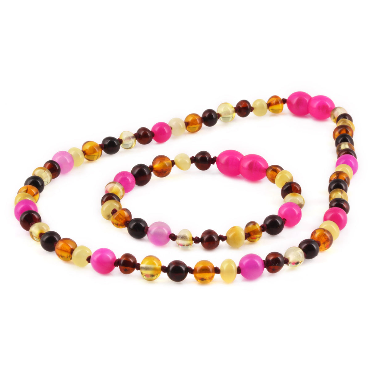 SET BAYI AMBER DENGAN PINK LACE AGATE. LE458 V2