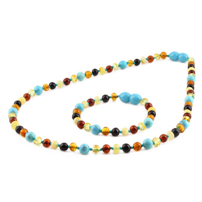 SET AMBER UNTUK DEWASA KOMBINASI TURQUOISE - BLE263