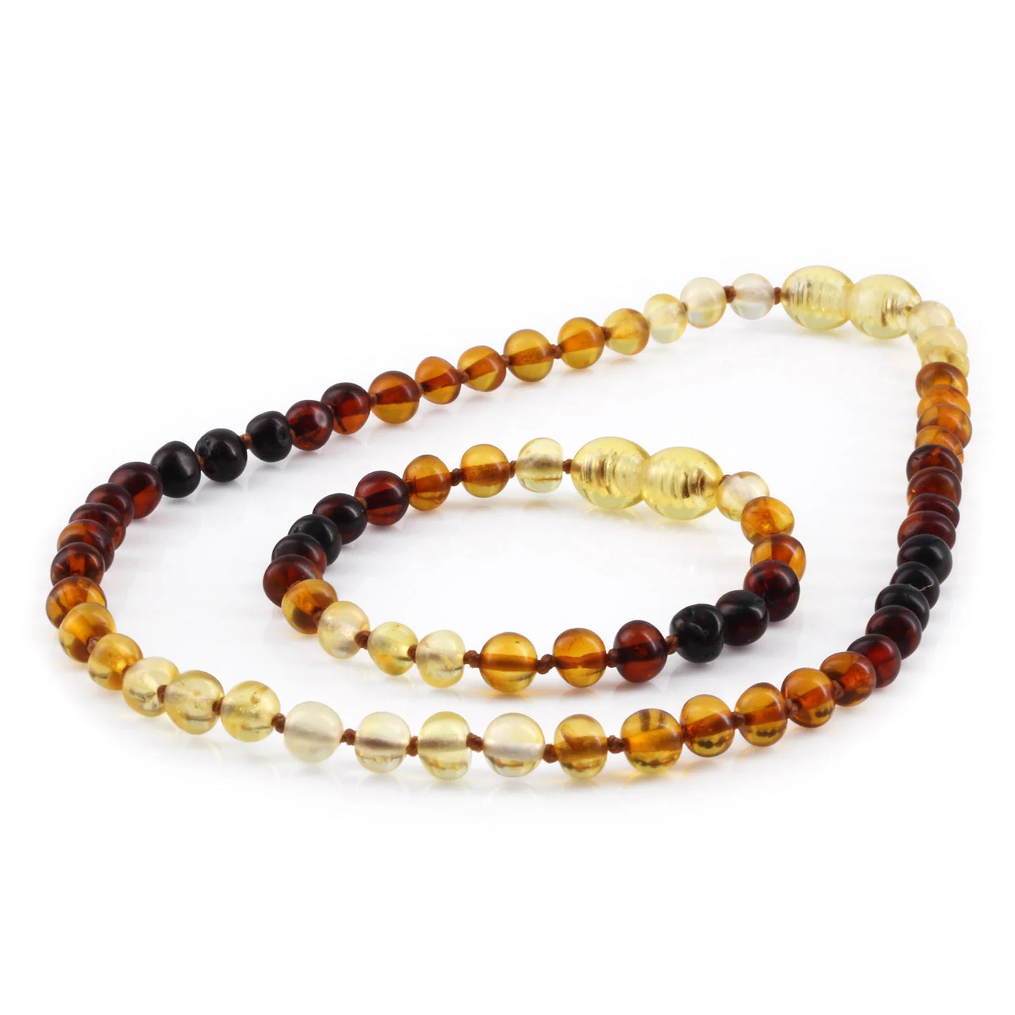 KALUNG & GELANG AMBER BAYI RAINBOW GLOSSY 32CM & 14CM. 5X4MM