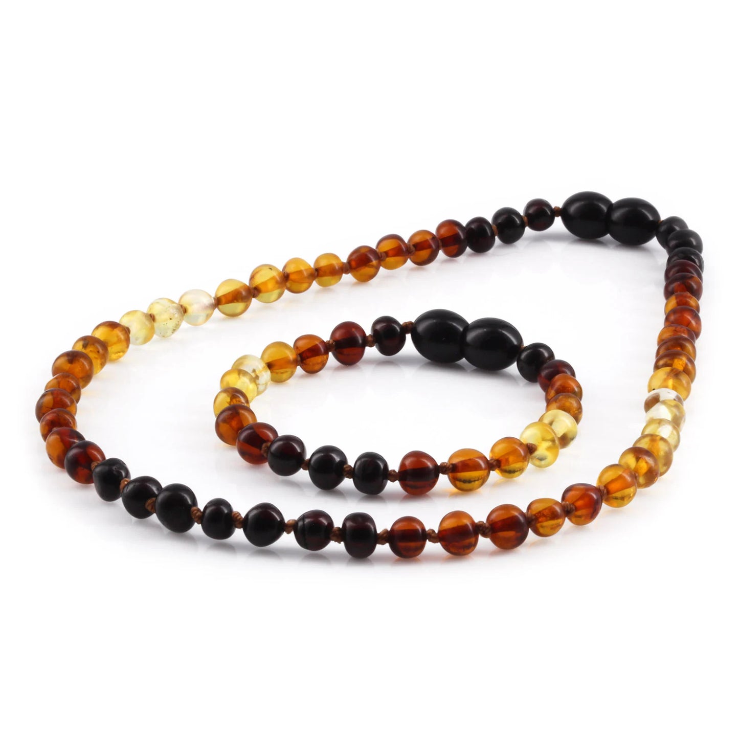 KALUNG & GELANG AMBER BAYI RAINBOW GLOSSY 32CM & 14CM. 5X4MM
