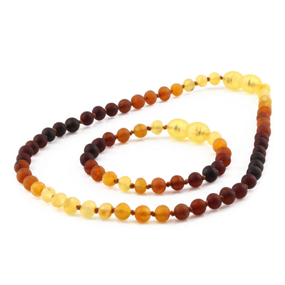 KALUNG & GELANG AMBER BAYI RAINBOW MATTE 32CM & 14CM. 5X4MM
