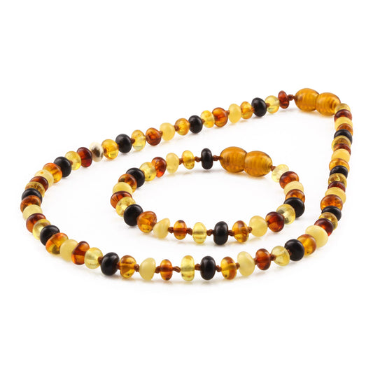 KALUNG & GELANG AMBER BAYI MULTICOLOUR GLOSSY 32CM & 14CM. 5X3MM