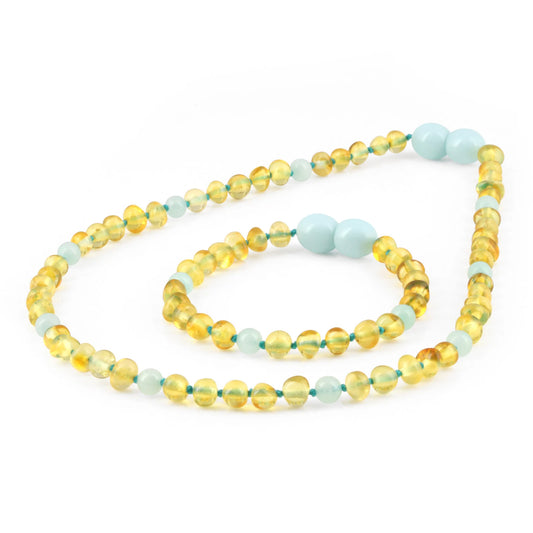 SET BAYI AMBER DENGAN SKY BLUE JADE. LE574