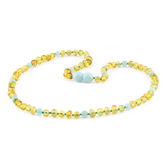KALUNG DEWASA AMBER DENGAN SKY BLUE JADE. BLE257