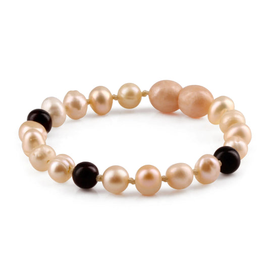 GELANG BAYI MUTIARA DENGAN BALTIC AMBER. P4