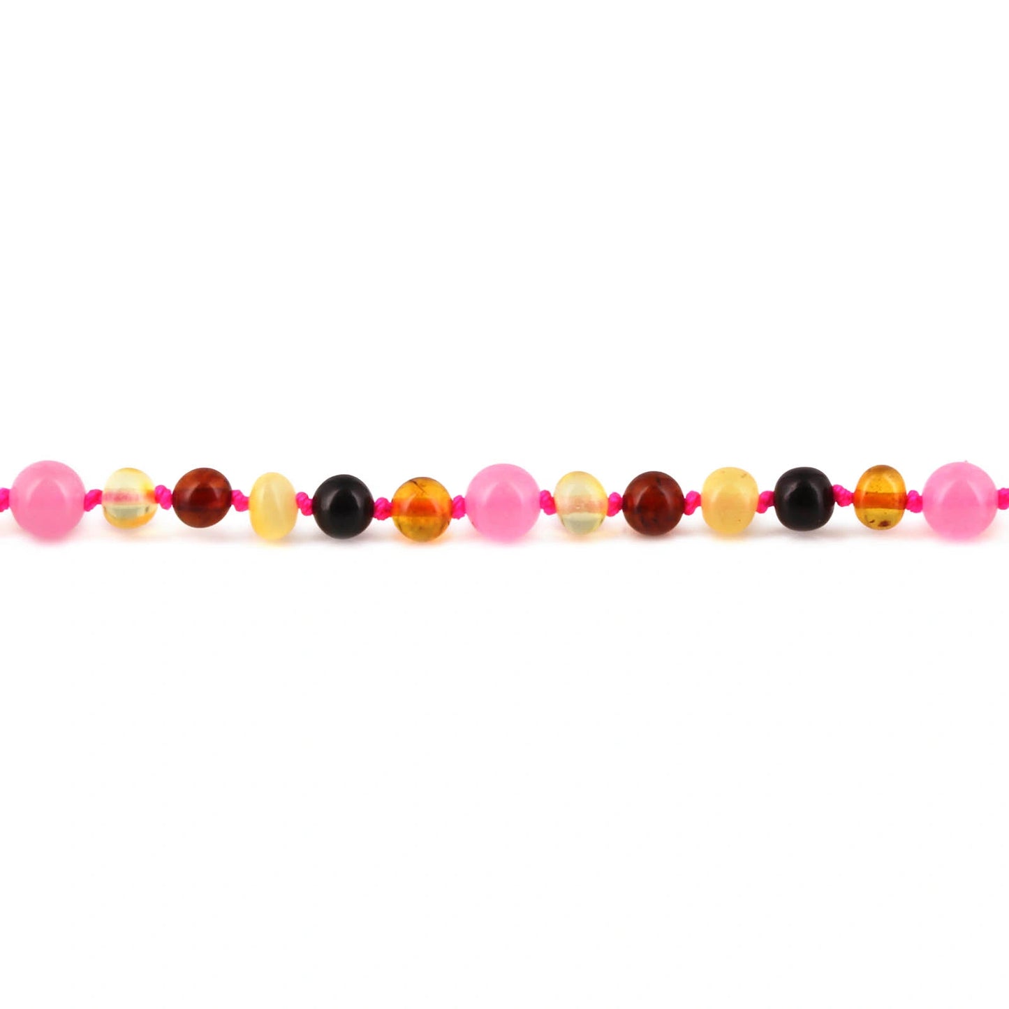 GELANG BAYI AMBER DENGAN PINK CHALCEDONY. LE579