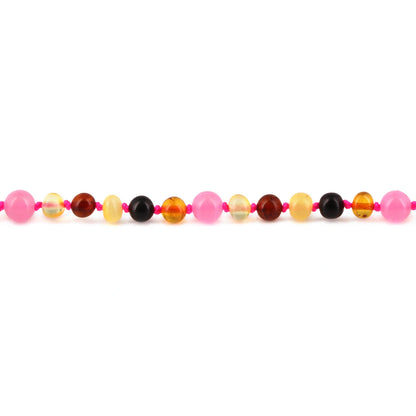 GELANG BAYI AMBER DENGAN PINK CHALCEDONY. LE579