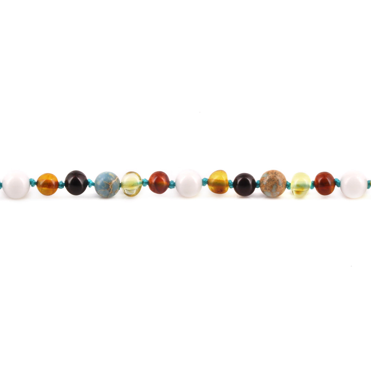 KALUNG BAYI AMBER DENGAN SKY BLUE IMPERIAL JASPER DAN TRIDACNA SHELL. LE466-T