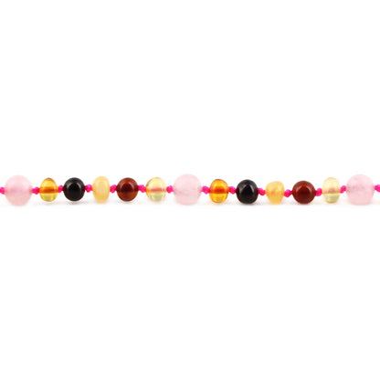 KALUNG DEWASA AMBER DENGAN ROSE QUARTZ. BLE262