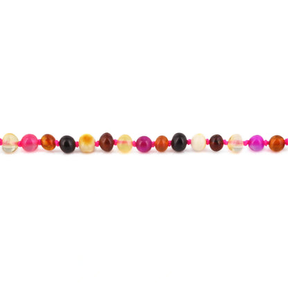 KALUNG JUNIOR AMBER DENGAN PINK LACE AGATE. JN119