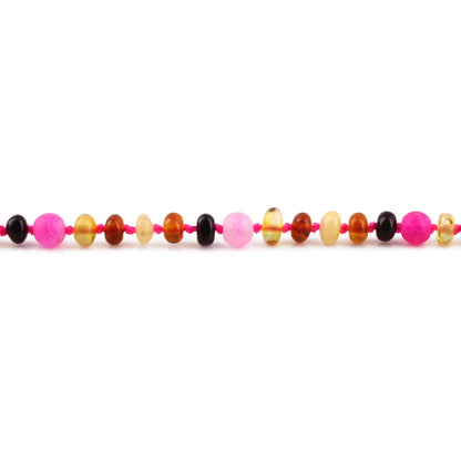 KALUNG BAYI AMBER DENGAN PINK FROST AGATE. XR53M-PF