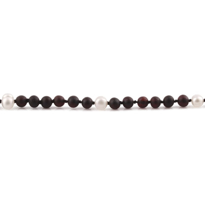 KALUNG AMBER DENGAN WHITE PEARL UNTUK DEWASA. BLE253
