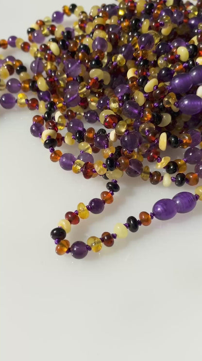 KALUNG BAYI AMBER DENGAN AMETHYST. XR53M-AM