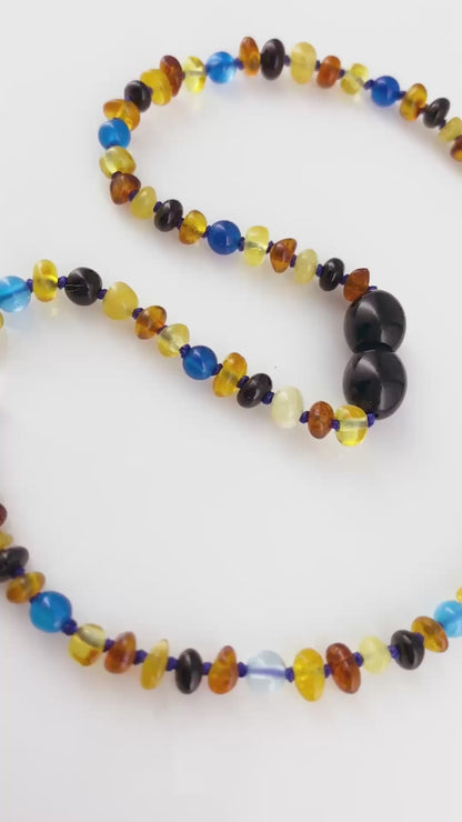 KALUNG BAYI AMBER DENGAN BLUE LACE AGATE. XR42M-BL