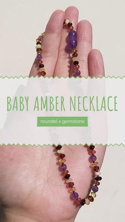 KALUNG BAYI AMBER DENGAN AMETHYST. XR42M-AM