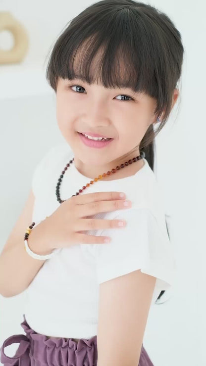 KALUNG AMBER JUNIOR RAINBOW BROWN GLOSSY 38CM. 5X5MM