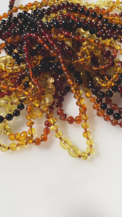KALUNG AMBER BAYI RAINBOW GLOSSY 32CM. 5X4MM
